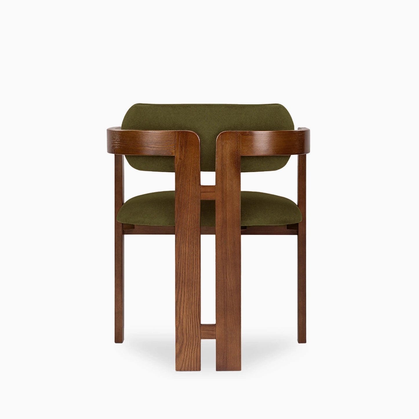 Hallie Wooden Carver Dining Chair | Moss Green Sustainable Mohair Velvet & Walnut