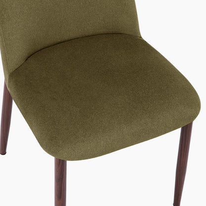 Amari Dining Chair | Moss Green Sustainable Mohair Velvet & Walnut