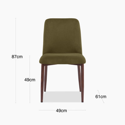 Amari Dining Chair | Moss Green Sustainable Mohair Velvet & Walnut