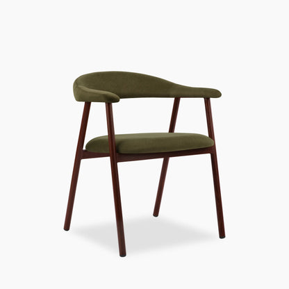 Monroe Carver Dining Chair | Moss Green Sustainable Mohair Velvet & Walnut
