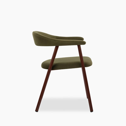 Monroe Carver Dining Chair | Moss Green Sustainable Mohair Velvet & Walnut