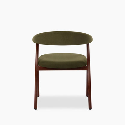 Monroe Carver Dining Chair | Moss Green Sustainable Mohair Velvet & Walnut