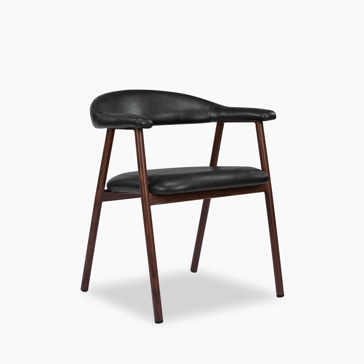 Monroe Carver Dining Chair | Vintage Black Faux Leather & Walnut