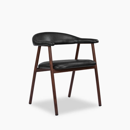 Monroe Carver Dining Chair | Vintage Black Faux Leather & Walnut