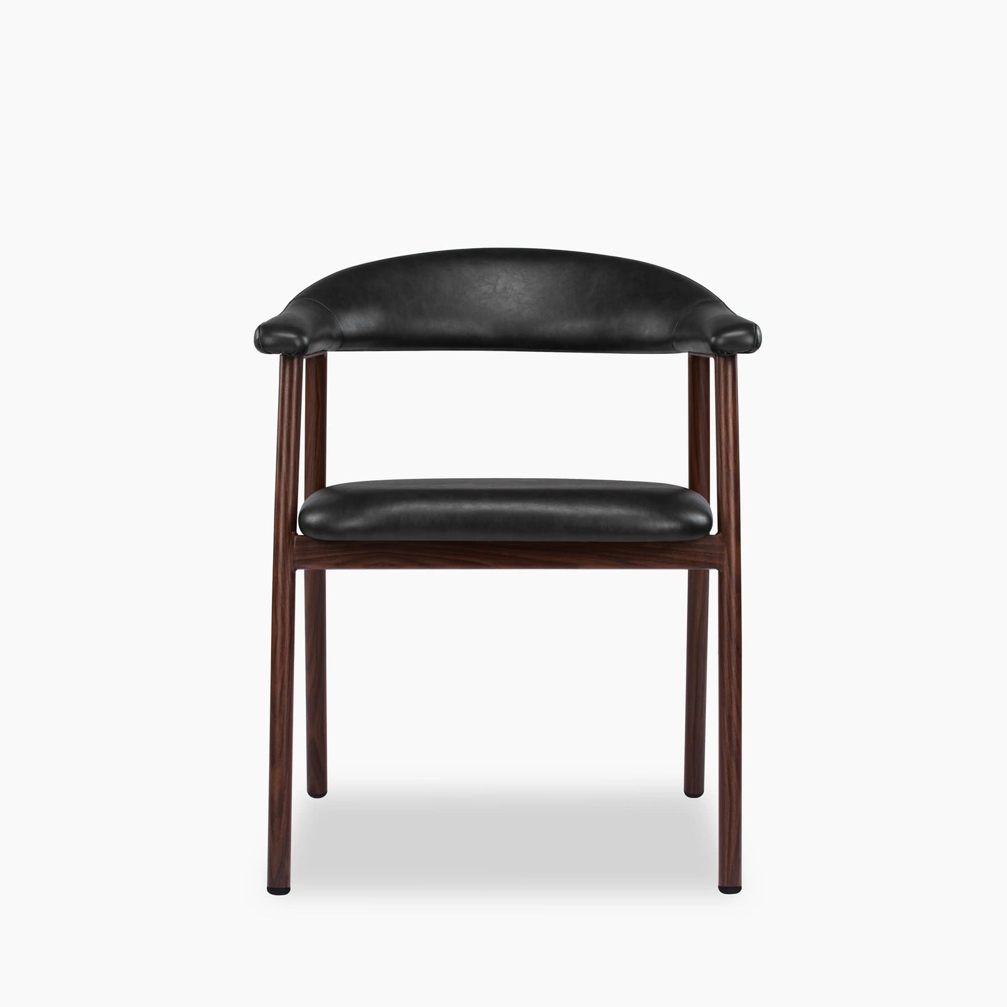 Monroe Carver Dining Chair | Vintage Black Faux Leather & Walnut