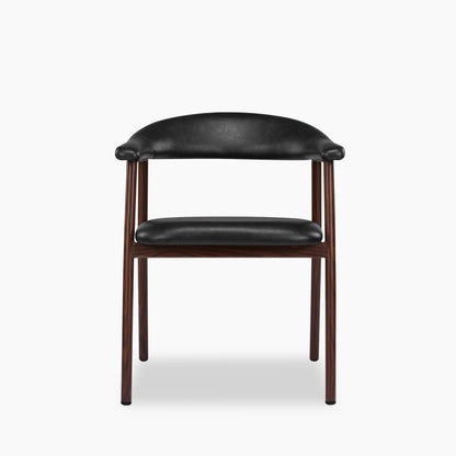 Monroe Carver Dining Chair | Vintage Black Faux Leather & Walnut