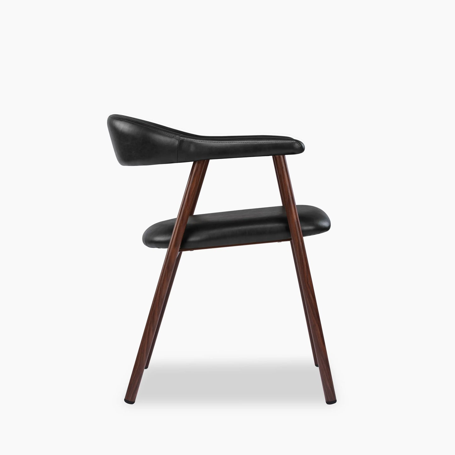 Monroe Carver Dining Chair | Vintage Black Faux Leather & Walnut