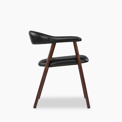 Monroe Carver Dining Chair | Vintage Black Faux Leather & Walnut