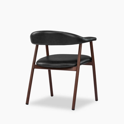 Monroe Carver Dining Chair | Vintage Black Faux Leather & Walnut