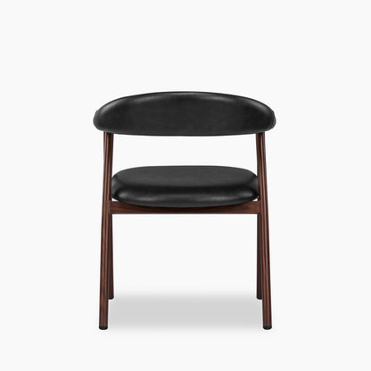 Monroe Carver Dining Chair | Vintage Black Faux Leather & Walnut