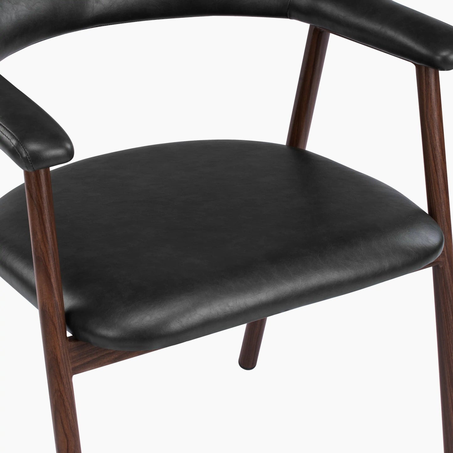 Monroe Carver Dining Chair | Vintage Black Faux Leather & Walnut
