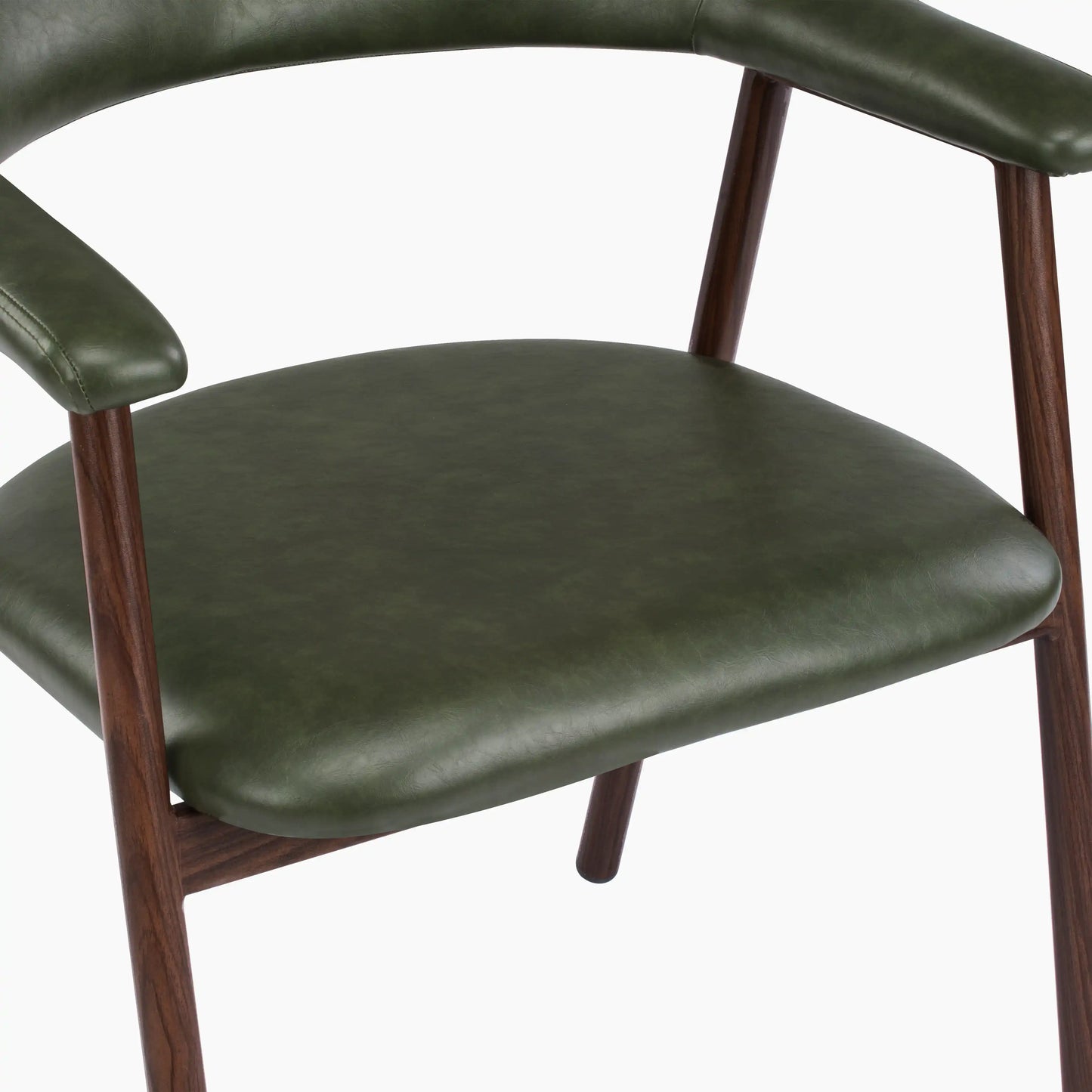 Monroe Carver Dining Chair | Vintage Green Faux Leather & Walnut