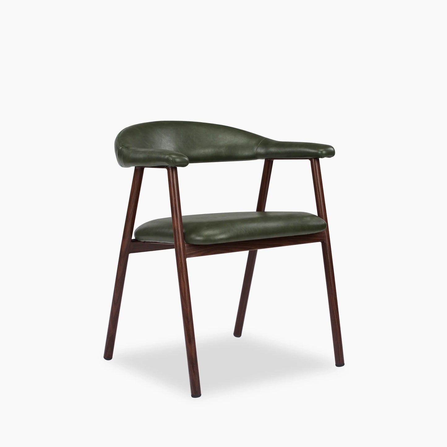 Monroe Carver Dining Chair | Vintage Green Faux Leather & Walnut