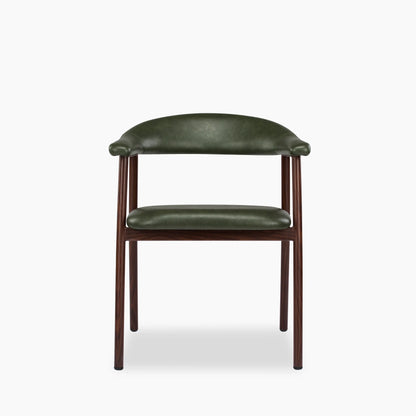 Monroe Carver Dining Chair | Vintage Green Faux Leather & Walnut
