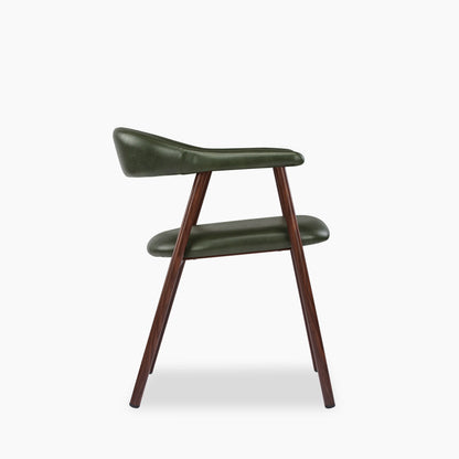 Monroe Carver Dining Chair | Vintage Green Faux Leather & Walnut