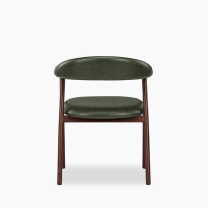 Monroe Carver Dining Chair | Vintage Green Faux Leather & Walnut