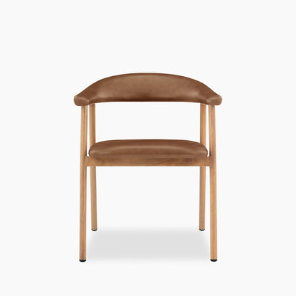 Monroe Carver Dining Chair | Vintage Tan Faux Leather & Oak