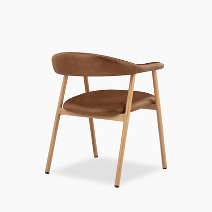 Monroe Carver Dining Chair | Vintage Tan Faux Leather & Oak