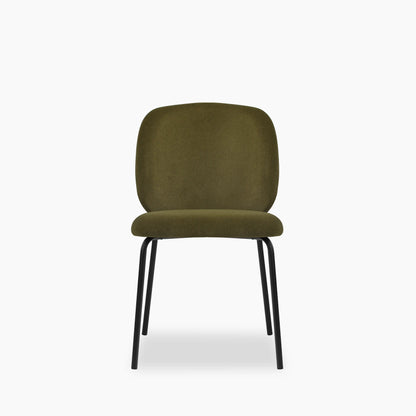 Harlow Dining Chair | Moss Green Sustainable Mohair Velvet & Black