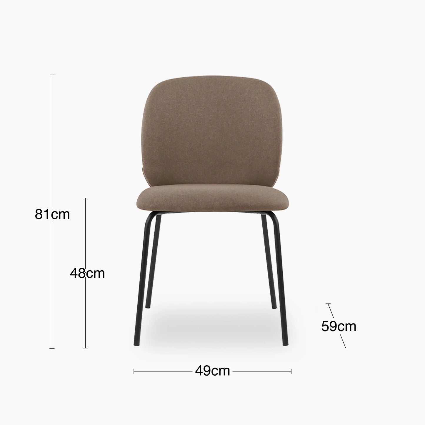 Harlow Dining Chair | Truffle Brown Sustainable Mohair Velvet & Black