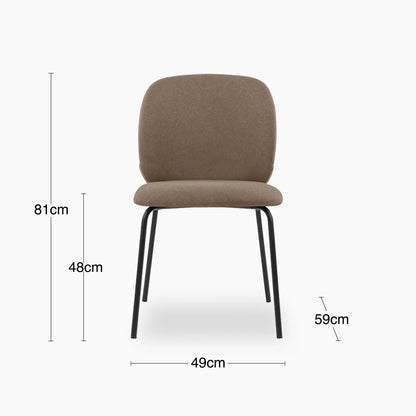 Harlow Dining Chair | Truffle Brown Sustainable Mohair Velvet & Black