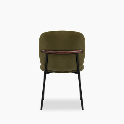 Harlow Dining Chair | Moss Green Sustainable Mohair Velvet & Black