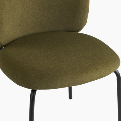 Harlow Dining Chair | Moss Green Sustainable Mohair Velvet & Black