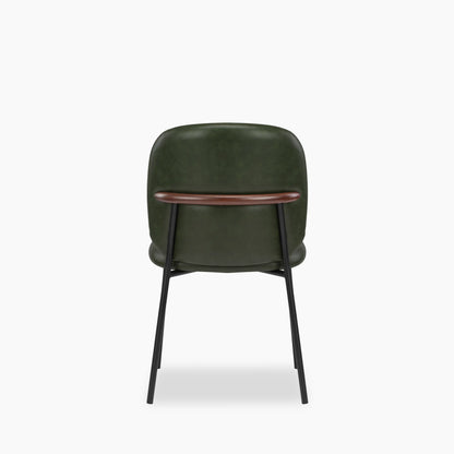 Harlow Dining Chair | Vintage Green Faux Leather & Black