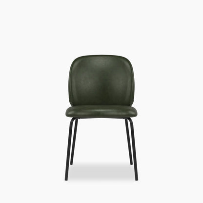 Harlow Dining Chair | Vintage Green Faux Leather & Black