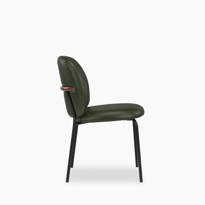 Harlow Dining Chair | Vintage Green Faux Leather & Black