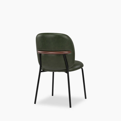 Harlow Dining Chair | Vintage Green Faux Leather & Black