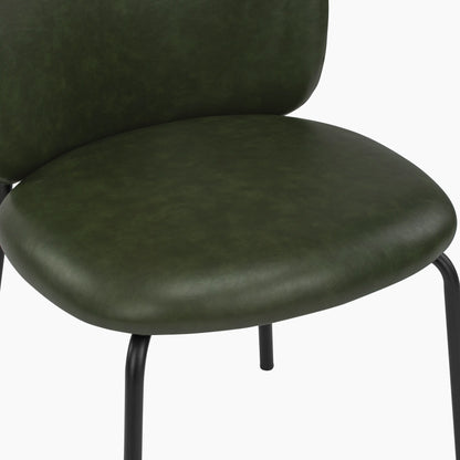 Harlow Dining Chair | Vintage Green Faux Leather & Black