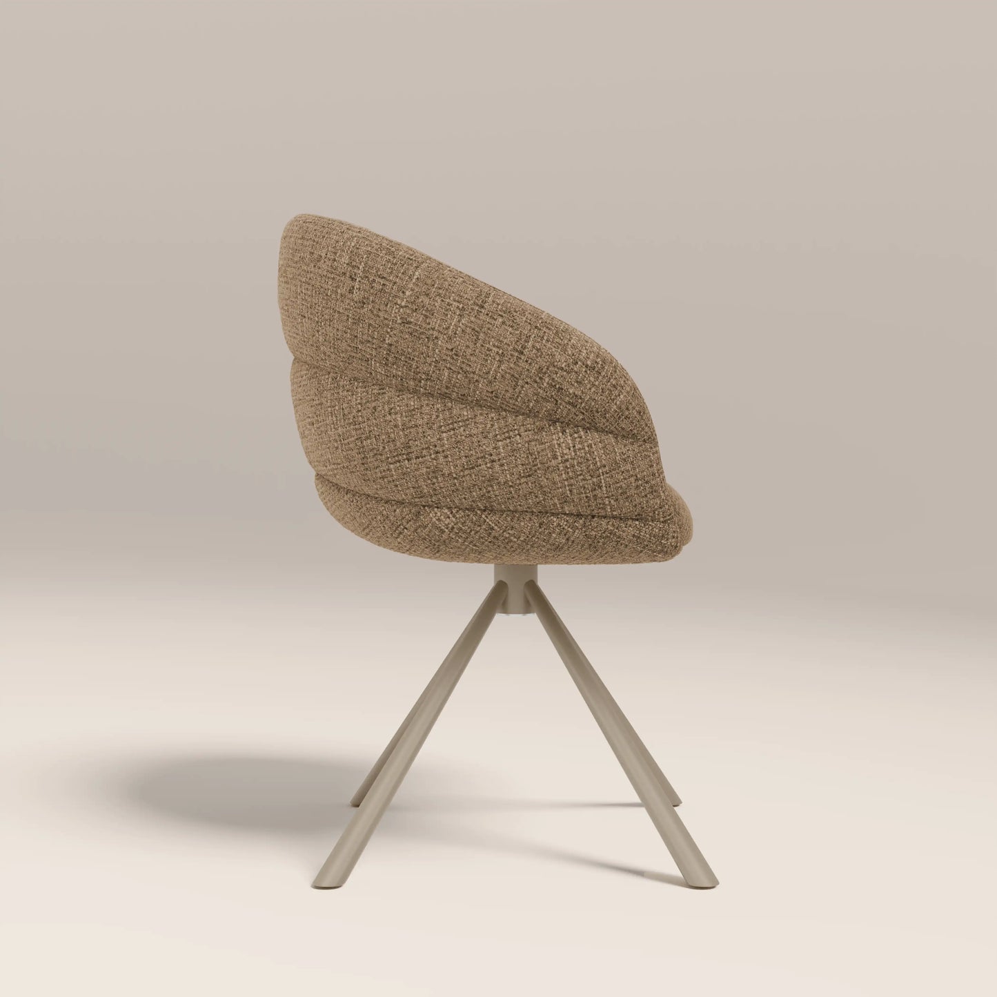 Frankie Swivel Carver Dining Chair | Speckled Cappuccino Boucle & Latte
