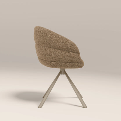 Frankie Swivel Carver Dining Chair | Speckled Cappuccino Boucle & Latte