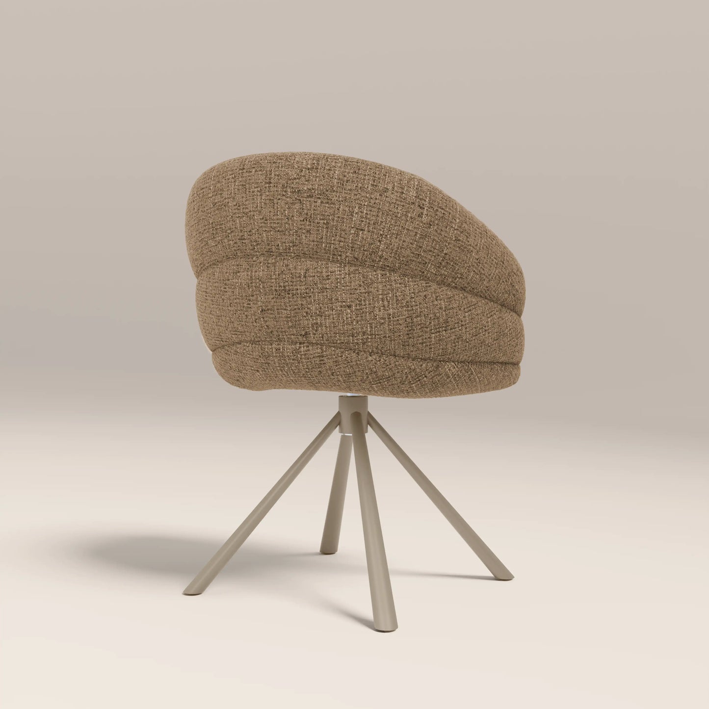 Frankie Swivel Carver Dining Chair | Speckled Cappuccino Boucle & Latte