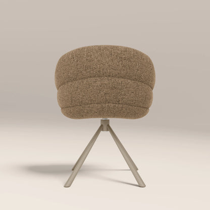 Frankie Swivel Carver Dining Chair | Speckled Cappuccino Boucle & Latte