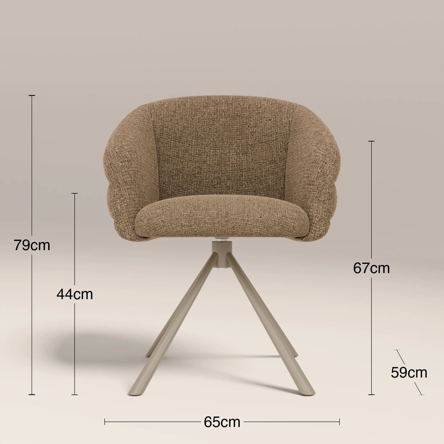 Frankie Swivel Carver Dining Chair | Speckled Cappuccino Boucle & Latte