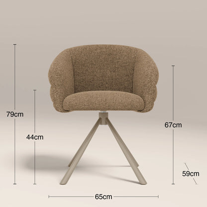 Frankie Swivel Carver Dining Chair | Speckled Cappuccino Boucle & Latte