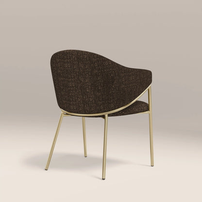 Luca Carver Dining Chair | Speckled Espresso Boucle & Brass