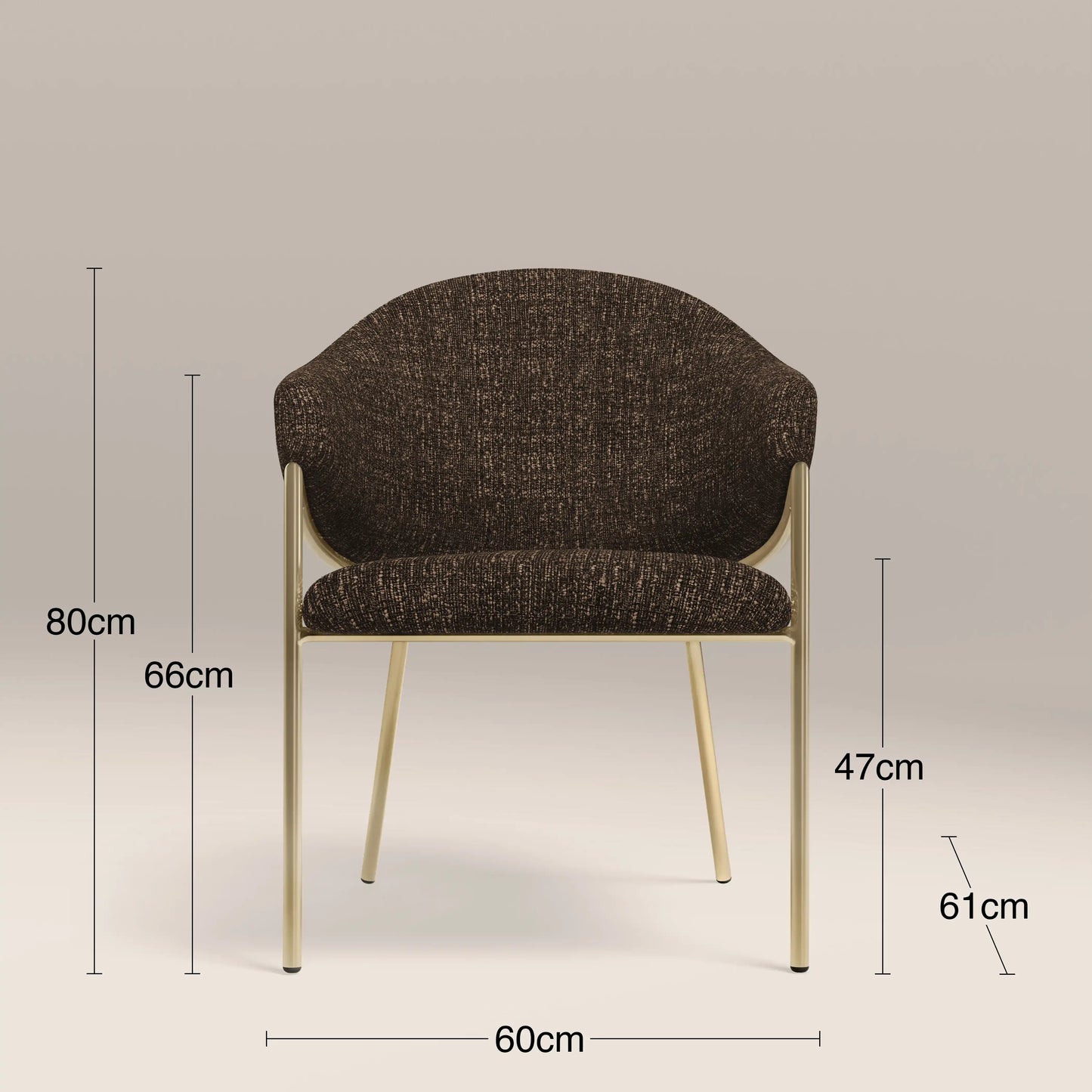 Luca Carver Dining Chair | Speckled Espresso Boucle & Brass