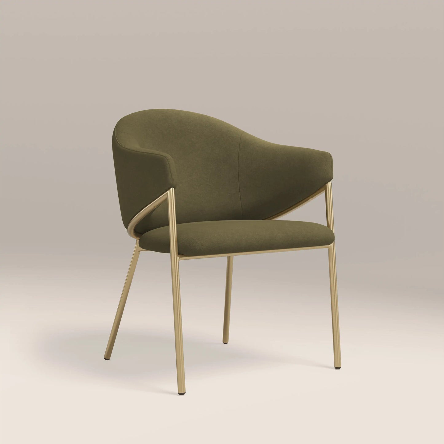 Luca Carver Dining Chair | Moss Green Sustainable Mohair Velvet & Brass