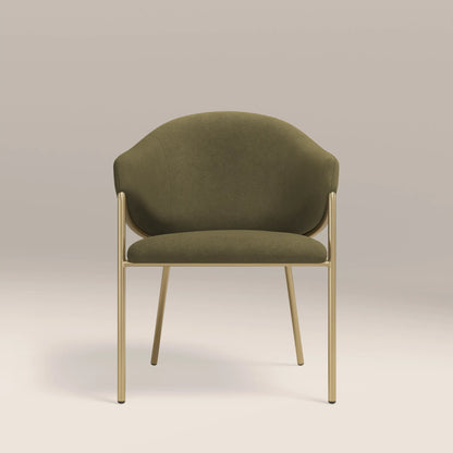 Luca Carver Dining Chair | Moss Green Sustainable Mohair Velvet & Brass