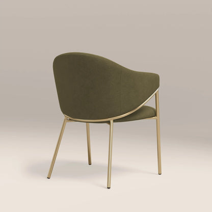 Luca Carver Dining Chair | Moss Green Sustainable Mohair Velvet & Brass
