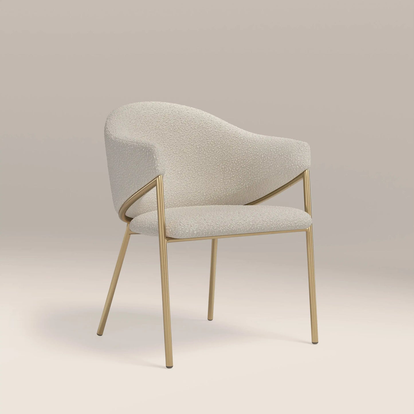 Luca Carver Dining Chair | Speckled Stone Sustainable Boucle & Brass