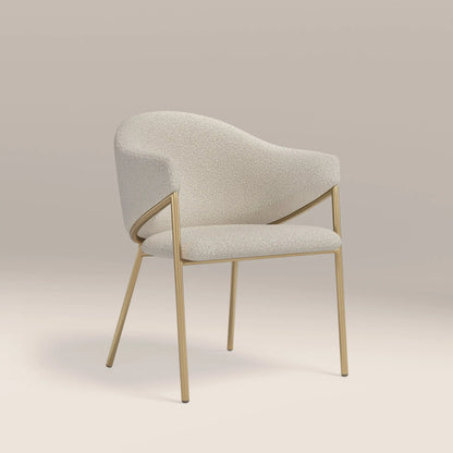 Luca Carver Dining Chair | Speckled Stone Sustainable Boucle & Brass