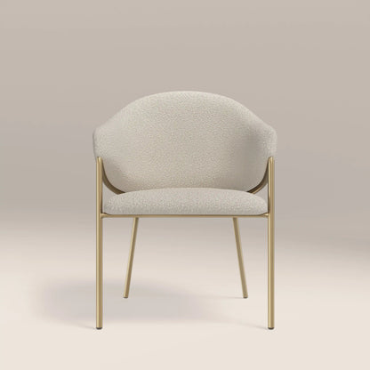 Luca Carver Dining Chair | Speckled Stone Sustainable Boucle & Brass
