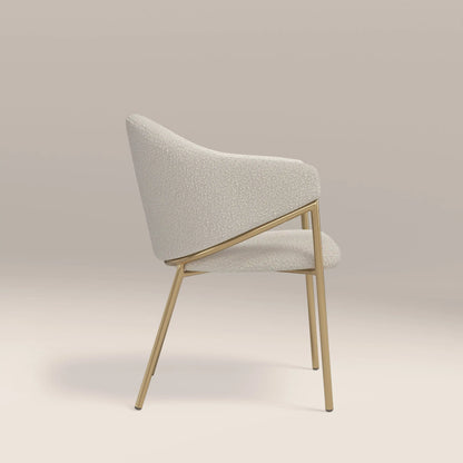 Luca Carver Dining Chair | Speckled Stone Sustainable Boucle & Brass