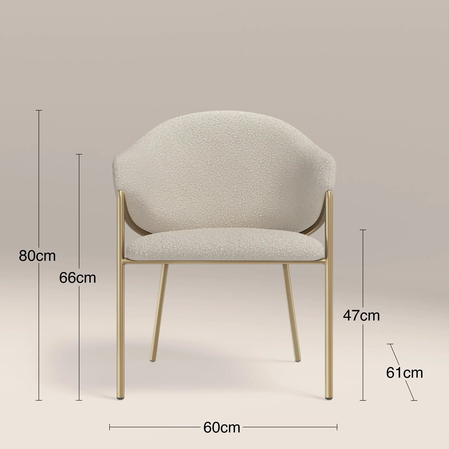 Luca Carver Dining Chair | Speckled Stone Sustainable Boucle & Brass