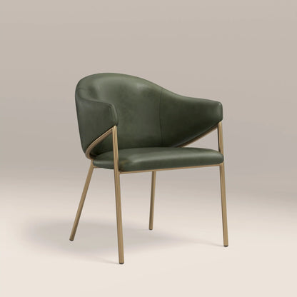 Luca Carver Dining Chair | Vintage Green  Faux Leather & Brass