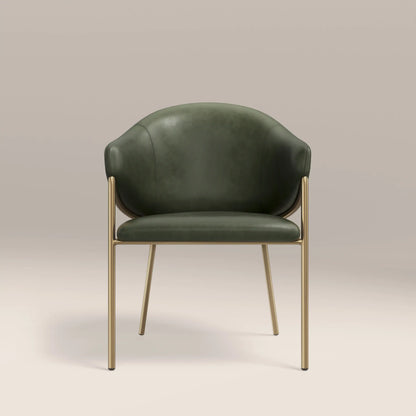 Luca Carver Dining Chair | Vintage Green  Faux Leather & Brass
